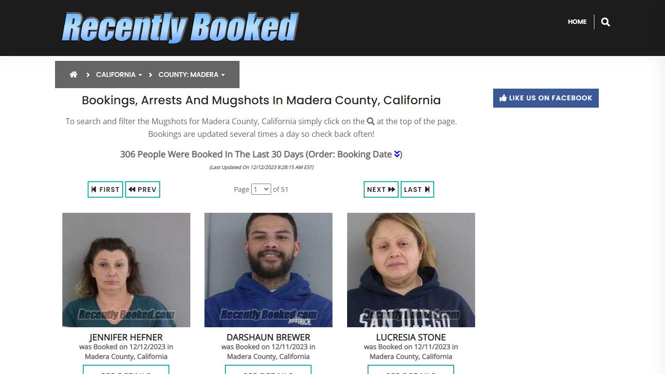 Bookings, Arrests and Mugshots in Madera County, California
